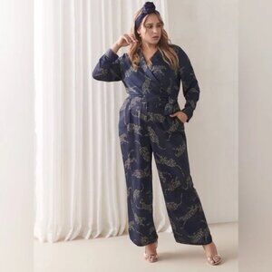 Plus size Navy Leopard Romper Size 16
